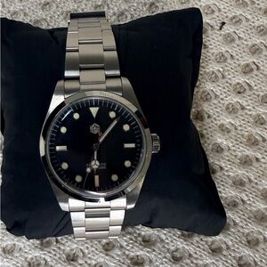 San Martin Stainless Steel Black Dial Men's Watch